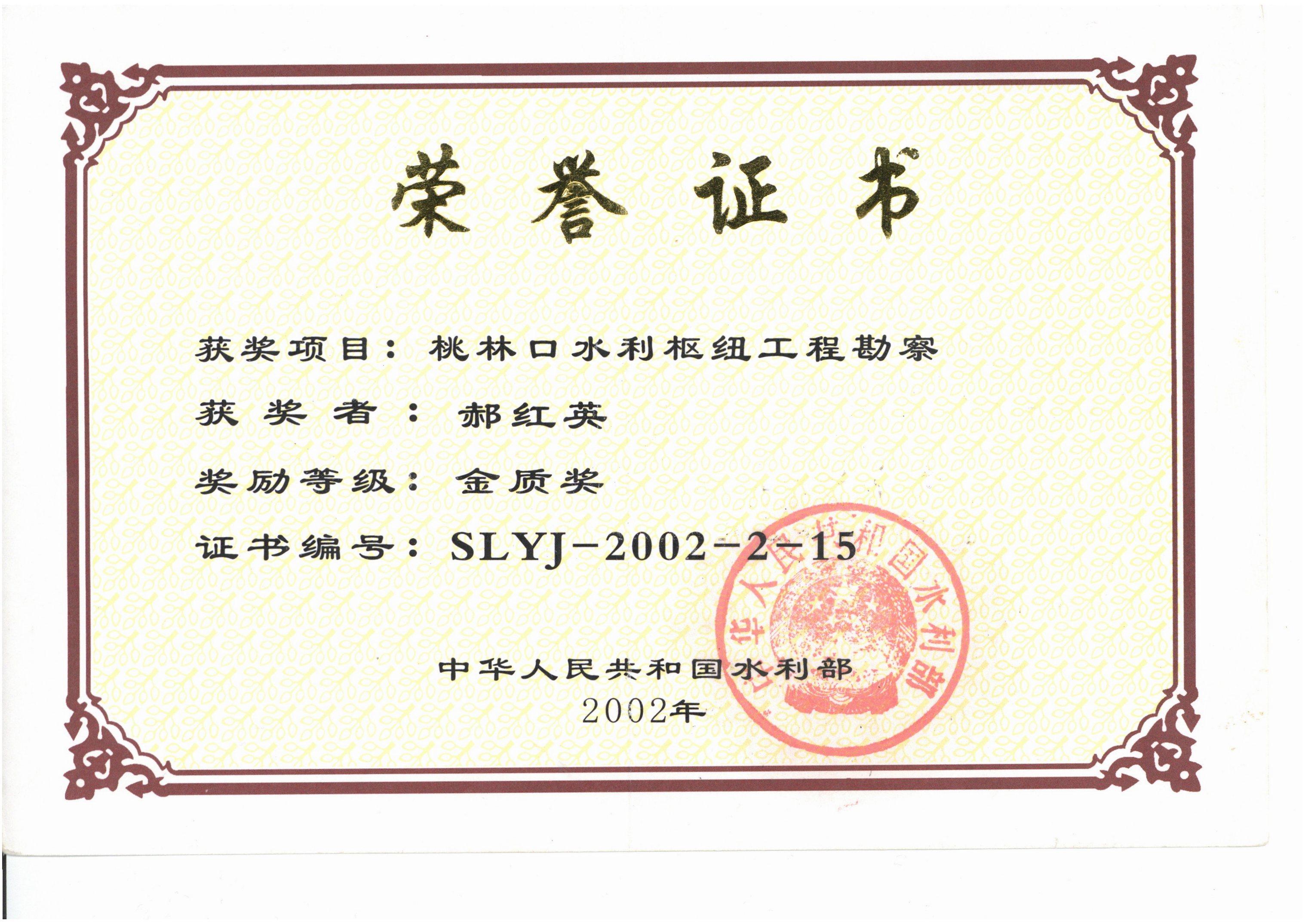 桃林口勘察金质奖2002部级.jpg